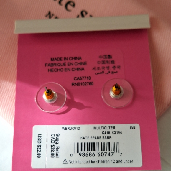Kate Spade Multicolored Glitter Earrings NWT - Picture 9 of 9